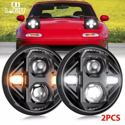 2pcs 7inch LED Headlights Light Halo Angel Eye For 90-97 Mazda NA Miata MX5 MX-5 • $114.55