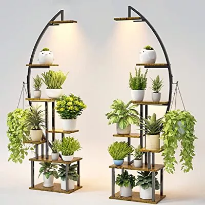 Tall Plant Stand Indoor W/Grow Light 7 Tiered Metal Large Holder Display Shelf • $139.49