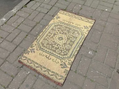 Clearance Vintage Anatolian Tribal Antique Rug Wool Rug Handmade Turkish Doormat • $126.46