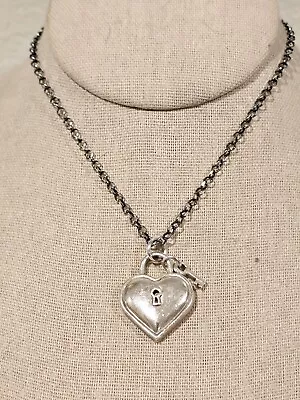 Tiffany & Co. Heart Key Padlock  Necklace 18  Silver 925 Chain Not Original • $653.90