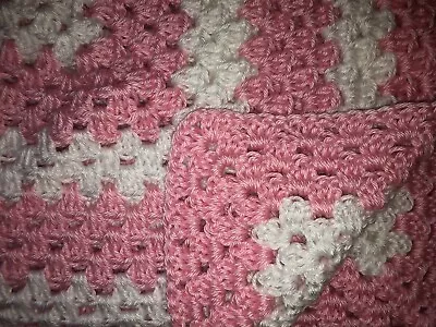 Beautiful New Handmade Crochet Baby Blanket/afghan  White/soft Pink • $24.99