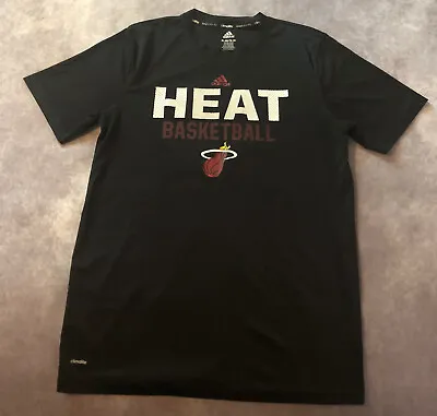 Adidas T-Shirt Youth XL 18 Black Miami Heat Short Sleeve Climalite Stretch Shirt • $8.01