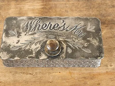 Antique Quadruple Plate Silver Collar Button Box Where's My... • $25.99