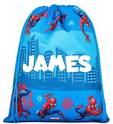 Marvel Spiderman Personalised Drawstring Bag - Kids Spiderman Bag - PE KIT Bag • £10.99