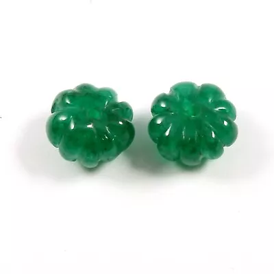 Natural Dyed Corrundom Zambian Emerald Curving Beads Loose Gemstone Pair 10.5 MM • $42
