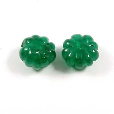 Natural Dyed Corrundom Zambian Emerald Loose Curved Bead Gemstone Pair 9x9 MM • $42