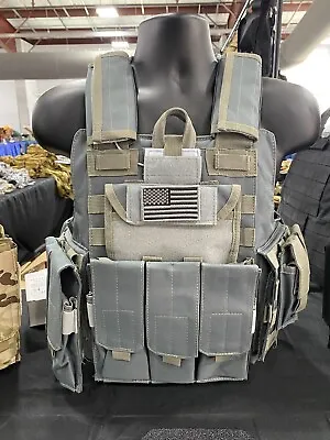 NEW! Tactical Vest Grey Blue Plate Carrier Military Rig- Adjustable • $74.64