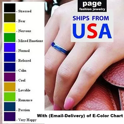 1pc Color Change Mood Ring Emotion Feeling (3mm) Size 5-9 With Email-Color Chart • $4.49