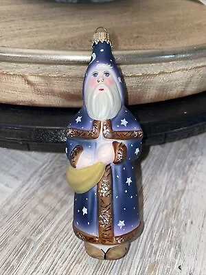 $45.99 • Buy Vaillancourt VFA Blue Father Christmas Folk Art Santa W/Stars Ornament