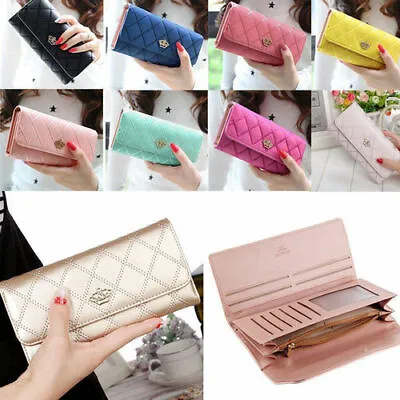 Women Ladies Leather Wallet Long Zip Purse Card Phone Holder Case Clutch Handbag • £8.75