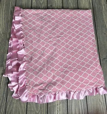 Boutique Moroccan Light Pink White Minky Baby Blanket 32” X 29” • $23.99