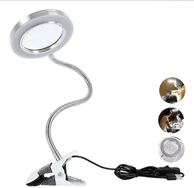 Jetcloud LED Magnifying Lamp With Clamp 8X Desk Magnifying Lamp With Illuminate • £18.03