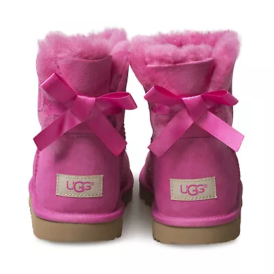 Ugg Mini Bailey Bow Ii Pink Azalea Suede Ankle Boots Youth 4 Fit's Women's 6 • $76.99