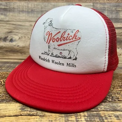 Vintage Woolrich Mens Trucker Hat Red Snapback Hunting Outdoors Baseball Cap • $18.99