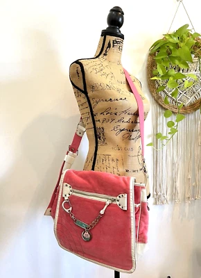 $35 • Buy Juicy Couture Y2K Bubble Gum Pink Velour Crossbody Shoulder Tote Bag Vintage