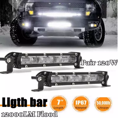 7in For Off-Offroad SUV Car Truck 120W Spot LED Work Lights Bar Driving Fog Lamp • $26.96