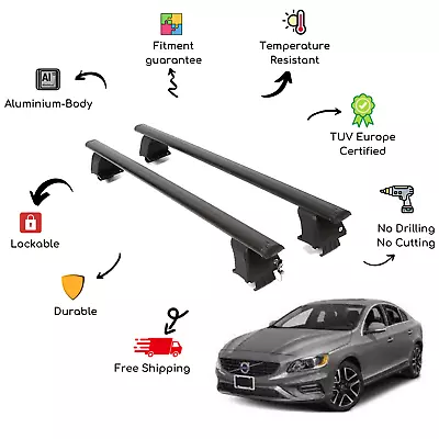 Bare Roof Rack Cross Bars Set For VOLVO S60 4 Door 18-Up Black • $189.90