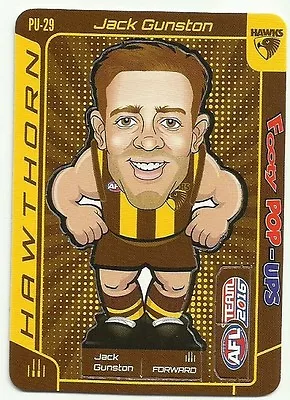 2016 Afl Teamcoach Footy Pop Up Hawthorn Jack Gunston Pu29 Ups Card • $1