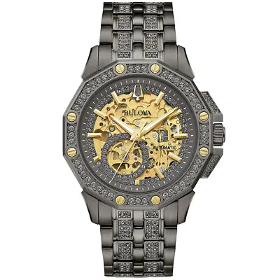 Bulova 98A293 Octava Crystal Stainless Steel Automatic Skeleton Men's 30m Watch • $480