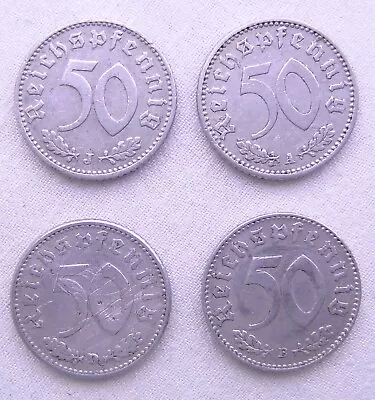 8 Germany III Reich Lot ★★★ 4 X 50 Pfennig 1935-1943 ★★★ • £2.89