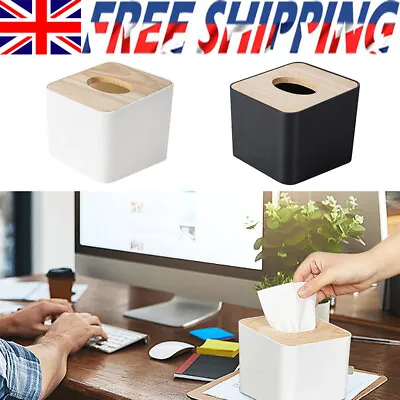 NEW Tissue Box Dispenser Paper Storage Holder Napkin Case Organizer Wooden Cover • £7.33