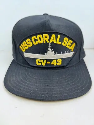 Vtg USA MADE USS Coral Sea Cv-43 Navy Military Patch Trucker Hat BROKEN BILL • $13.97