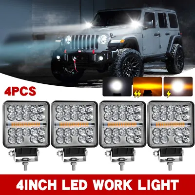 4PC 4inch Led Work Light Cube Pods Off-road Fog Lamp White Amber Strobe Flash • $52.94