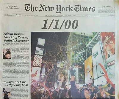 New York Times January 1 2000 Millenium 1/1/00 Newspaper • $14