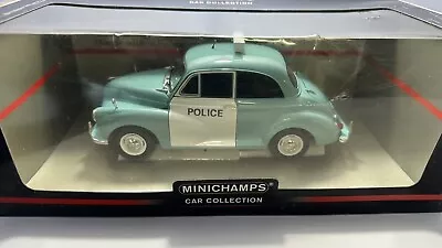 MINICHAMPS 1/18 Scale 150 137090 - Morris Minor Police - Blue/White • £80