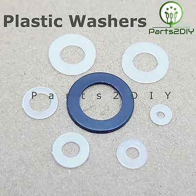 M2/M3/M4/M5/M6/M8/M10 NYLON PLASTIC WASHERS FLAT Spacer White/Black WASHER • £2.13