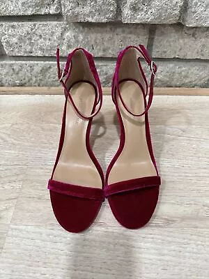 NWOB Banana Republic Velvet Ankle Strap Sandals Size 8.5 Dark Pink Valentine • $45