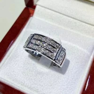 1.65Ct Round Lab-Created Diamond 14K White Gold Men's Engagement Wedding Band • $247.20