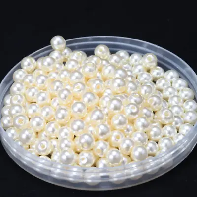 £2.39 • Buy Pearl Beads Faux Glass Round 400 4-10mm Choose Colour Jewellery Making UK Craft