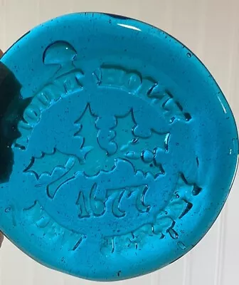 Mount Holly NJ BLUE 1677 Glass Travel Souvenir Coaster Paperweight • $12.99