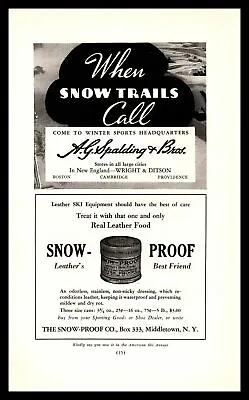 1938 A. J. Spalding & Bros Ski Store Snow-Proof Middletown New York Print Ad • $14.95