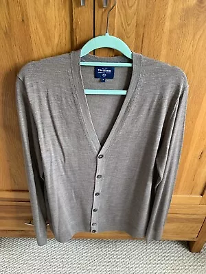 Men’s TM Lewin Oatmeal Merino Wool Cardigan - UK XL • £29