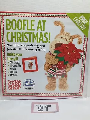 £1.99 • Buy BOOFLE At Christmas Cross Stitch Card Kit Dog Puppy Soft Toy & POINSETTIA FLOWER