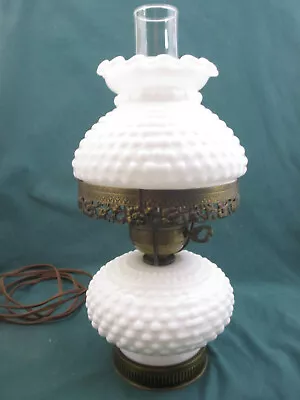 Vtg Small White Hopnail - Hurricane Gwtw Parlor Lamp - 14  Tall(gdb1) • $53.91