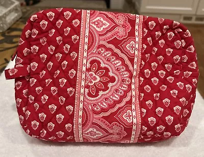 Vera Bradley Nantucket Red Poly-Lined Cosmetic Toiletry Make-up Bag Large Zipper • $17.99