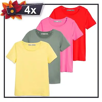 £14.99 • Buy Ladies Short Sleeve T-Shirts Womens Plain Coloured 100% Cotton Fit Tee Top 08-18