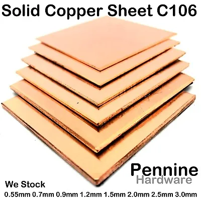 COPPER Sheet Guillotine Cut Sheet Metal Plate 0.7 - 3.0 Mm UK Metal Distributor • £4.79