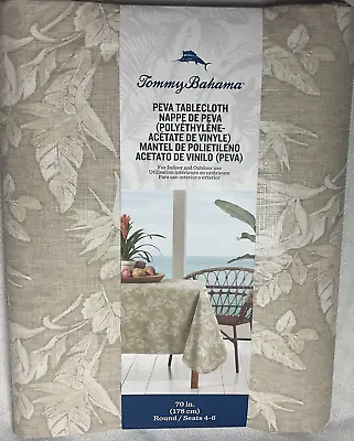 $18.99 • Buy Tommy Bahama Pvc Tablecloth Khaki Taupe Palms 70 Inch Round  Nip