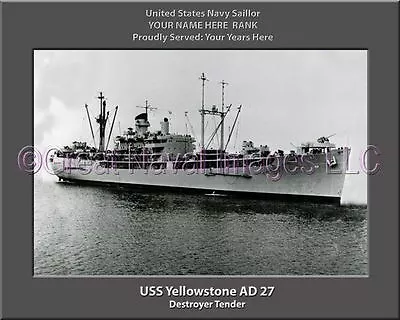 USS Yellowstone AD 27 Personalized Canvas Ship Photo Print Navy Veteran Gift • $39.95