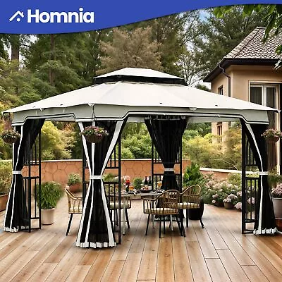 12'x10' Outdoor Patio Canopy Gazebo With Curtains Mesh Netting Waterproof Roof • $220.66