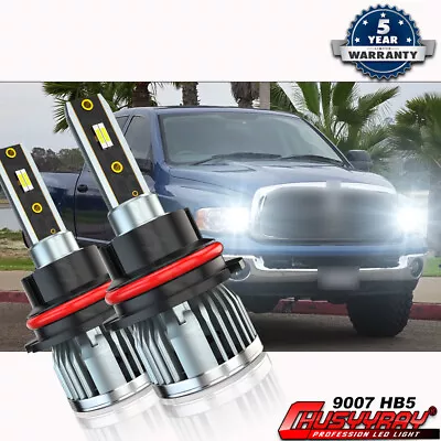 LED Headlight Kit 9007 HB5 6000K White Hi/Low Bulbs For Ford Mustang 1990-2004 • $29.32