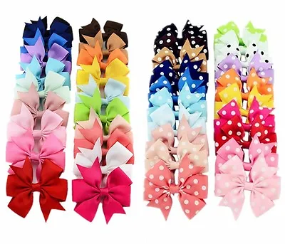 $9.58 • Buy 20 Pcs 3  Baby Girls Ribbon Boutique Hair Bows Clip For Teens Girls Toddlers