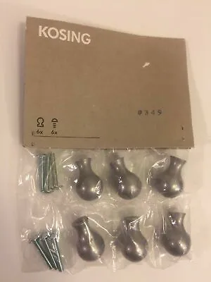 Ikea Kosing Brushed Nickel Silver Metal Cabinet Door Drawer Pulls 6 Pack Knobs • $25.04