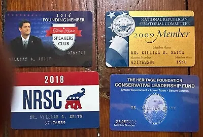 Eight Republican RNC Membership Cards - 2009 2014 2016 2018 2021 Senate Pres • £13.30