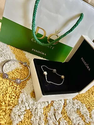 Genuine Pandora Bangle And Bracelet With Charms • $72