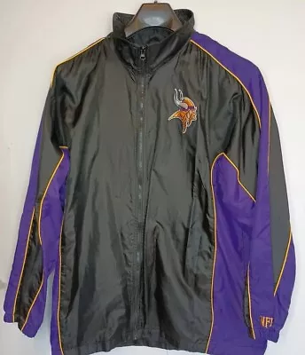 Vtg NFL Minnesota Vikings Football Mens L Windbreaker Jacket NFL Sewn Embroidery • $18.99